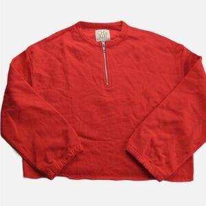 Chaser Vibrant Red/Orange Cropped Quarter-Zip